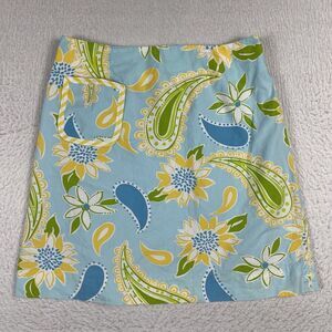 Lilly Pulitzer Skirt Womens‎ 4 Blue Paisley Lined Preppy Floral Summer Fun